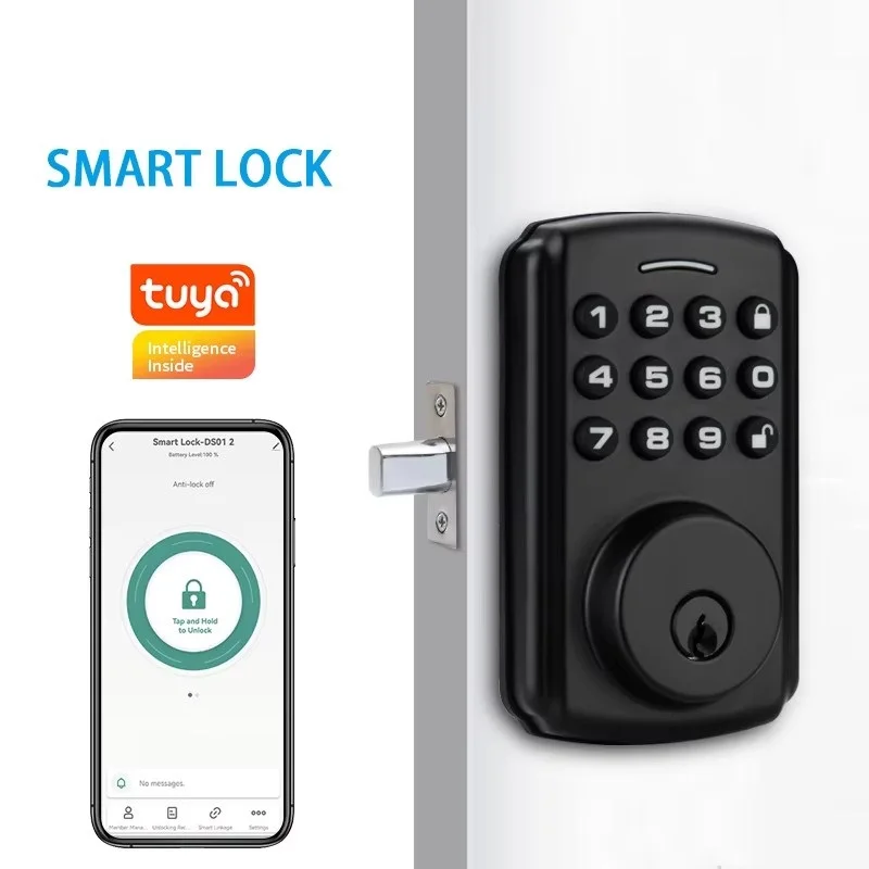 Tuya Digital Keypad Smart Lock Mechanical Key Automatic Deadbolt Passcode Keyless Gate Lock Ble Wifi Home Door Electronic Locks