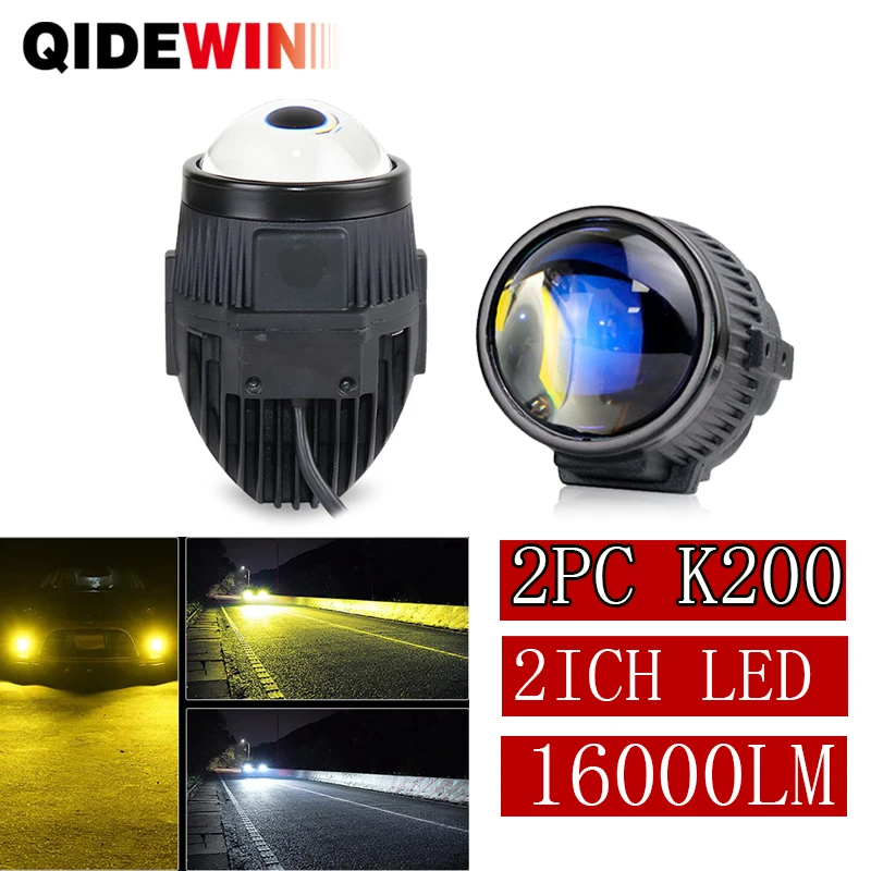 

Wholesale price k200 led fog lamp dual color 5000LM H4 H7 9005 50W 2.0inch Bi Projector Lens headlights for universal cars