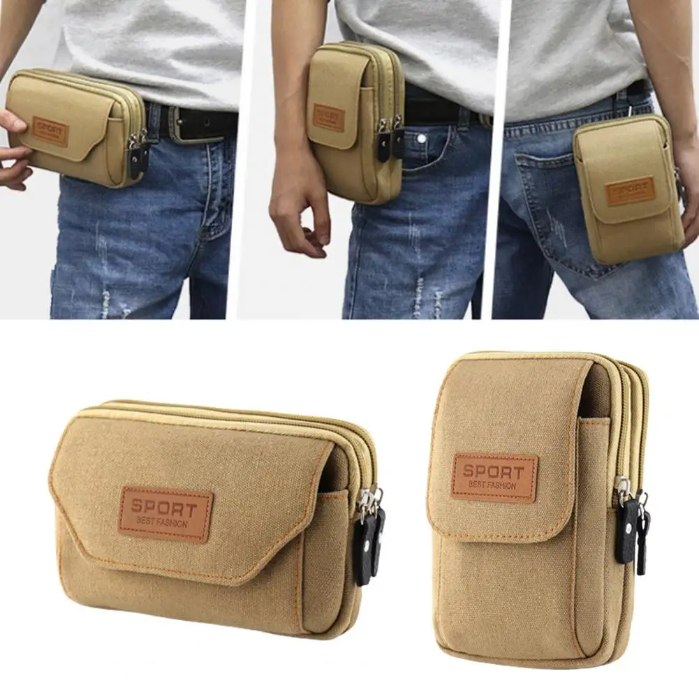 Fanny Pack Scratch-resistant Waist Bag Multi-pocket Storage Waist Wallet Splash Proof Outdoor Waist Pack Wallet Canvas Phone Bag