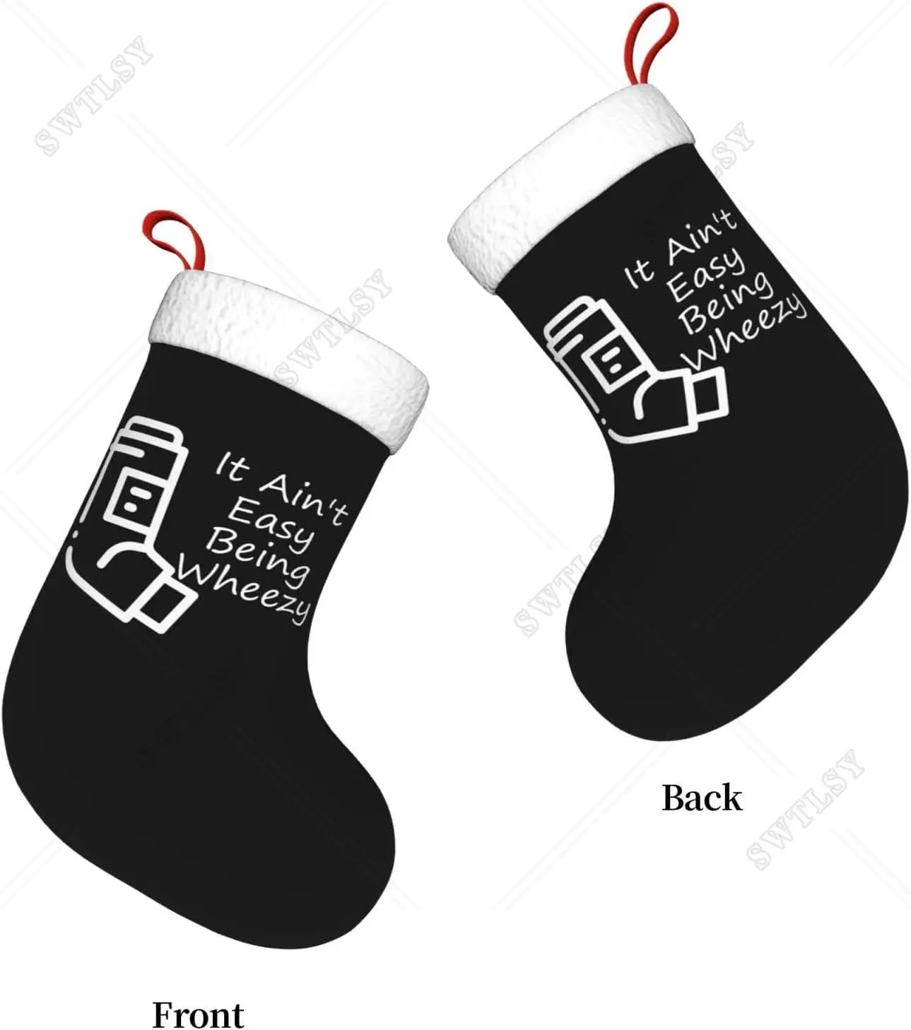 It Ain't Easy Being Wheezy Asthma Awareness Christmas Stockings Large Xmas Hanging Stocking Decorations for Holiday Party Home