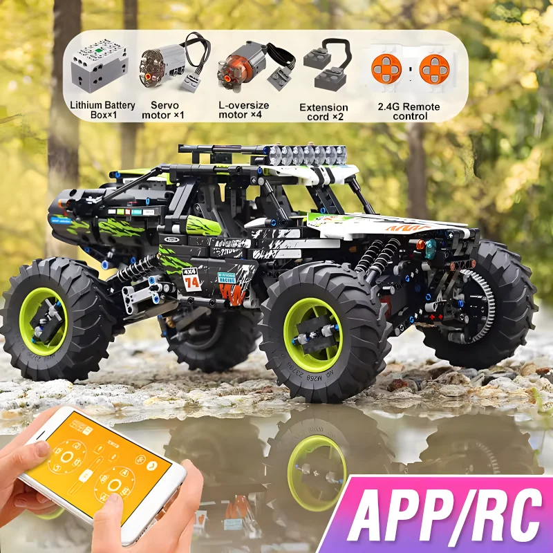 MOULD KING 18002 Technical RC Off-Road Car Model Building Blocks Climbing Buggy Truck Bricks Puzzle Toys Christmas Gifts For Kid