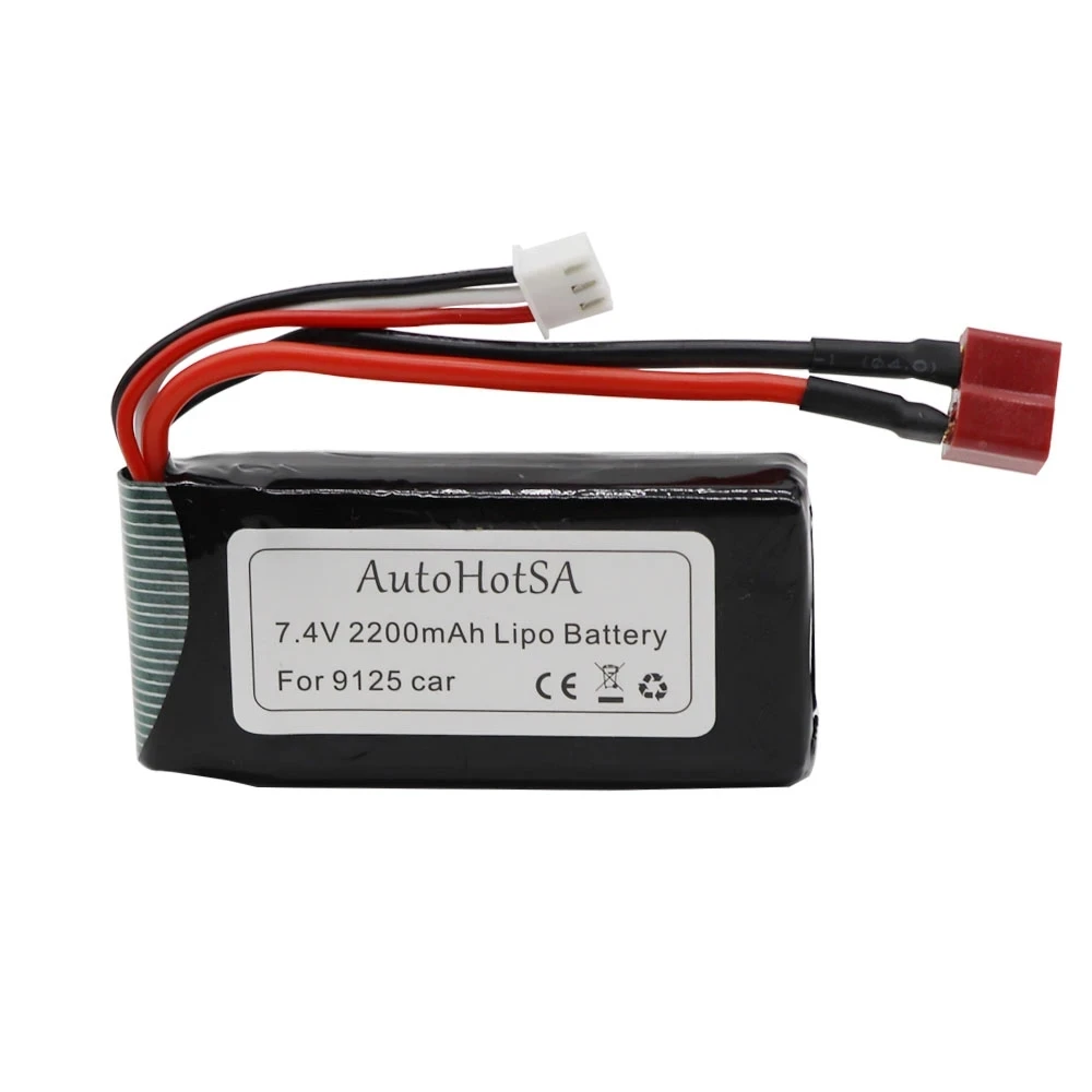 For 9125 Remote Control Rc Car Spare Parts 7.4V 2200mah Lipo Battery T Plug XLH 9125 Battery with Charger RC Toys accessories
