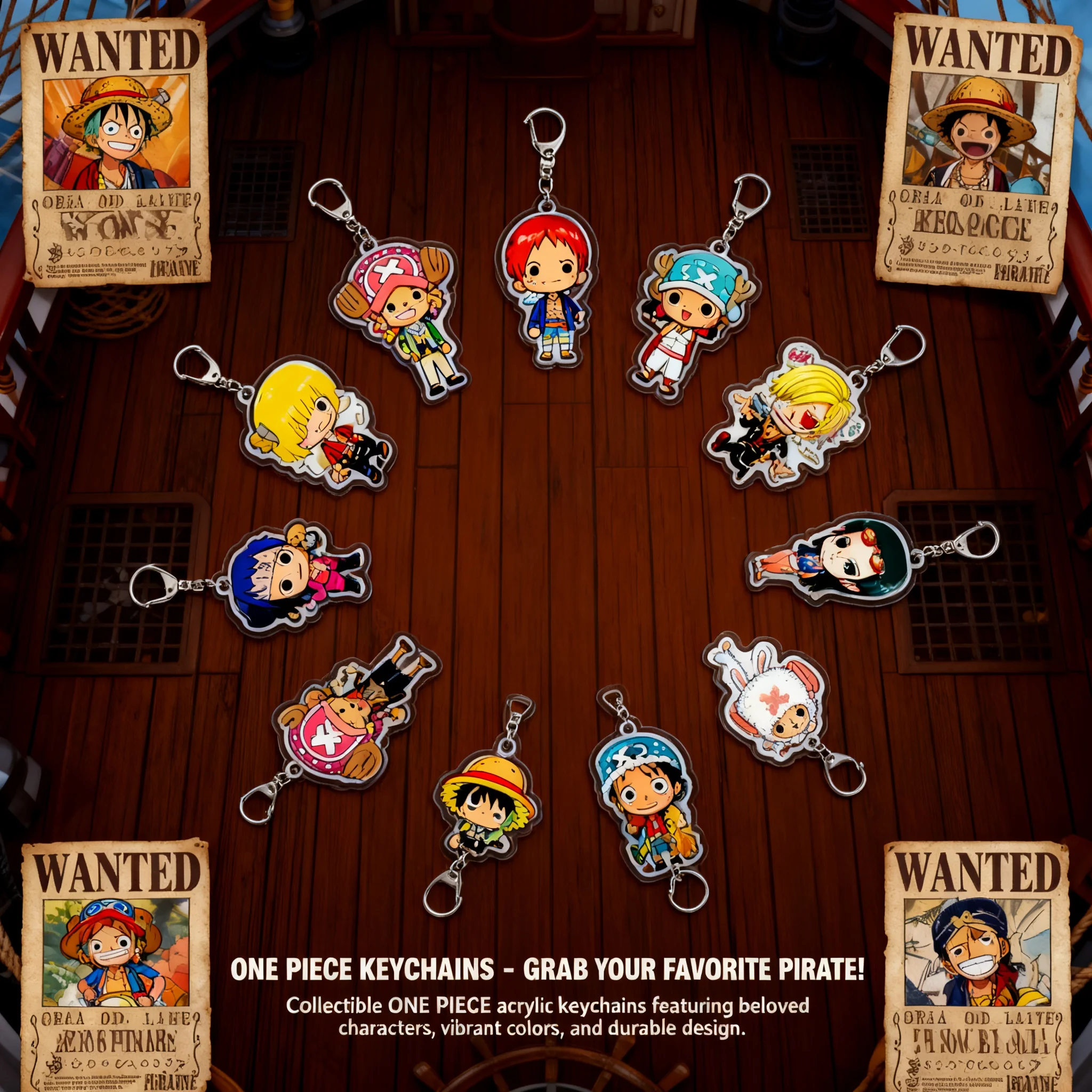 Llavero de Anime One Piece, Colgante Acrílico de Luffy, Zoro, Chopper, Accesorios para Mochila, Mercancía Oficial, Regalo Coleccionable para Fans