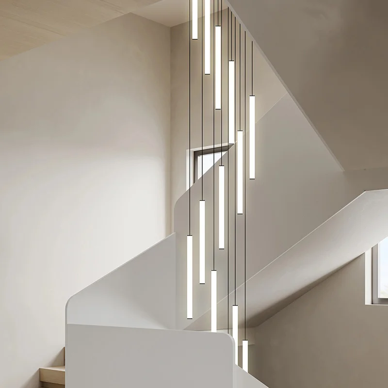 Imagem -05 - Led Stair Chandelier para Apartamento Lâmpada Pingente Edifício Duplex Lâmpada Longa Corda Villa Giratória Duplex Designer