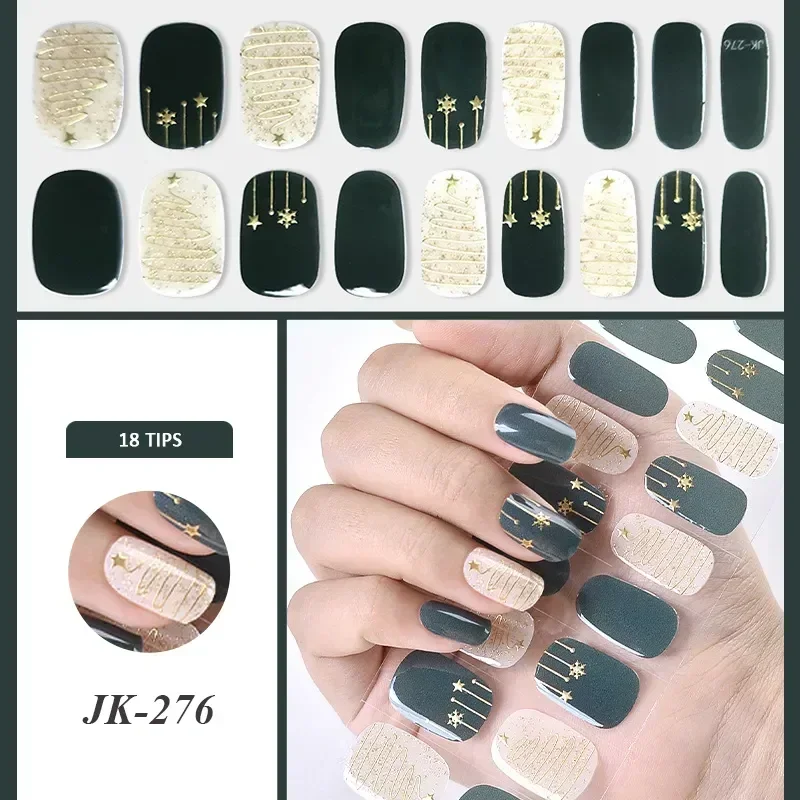 16/18/20Tips French Gel Nail Strips Patch Sliders Adhesive Waterproof Long Lasting Full Cover Gel Nail Stcikers UV Lamp Need