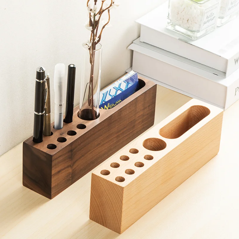 

Creative solid wood pen holder Multi-functional stationery storage box Business gifts Wooden pen holder Walnut pen holder