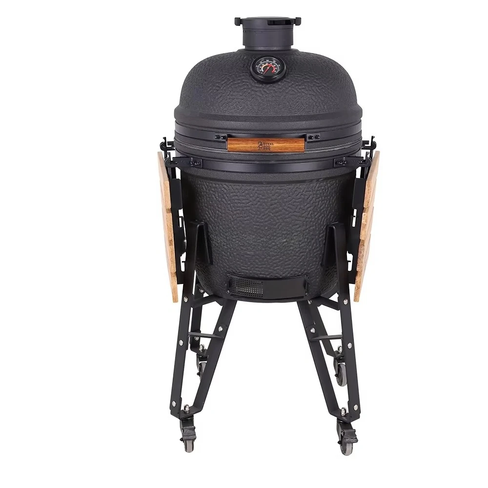 BBQ 21 Inch Kamado Grill OEM Custom Ceramic Charcoal BBQ Smoker Outdoor Factory Wholesale Manufacturer