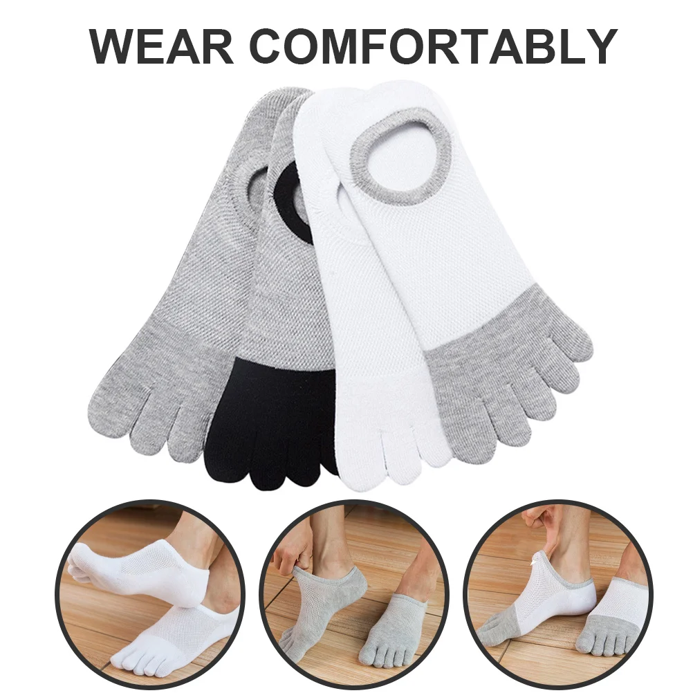 

4 пары спортивных носков с защитой от запаха, дышащие хлопковые носки с пятью пальцами для лодок, лоферов, обуви для вождения, унисекс, спортивные