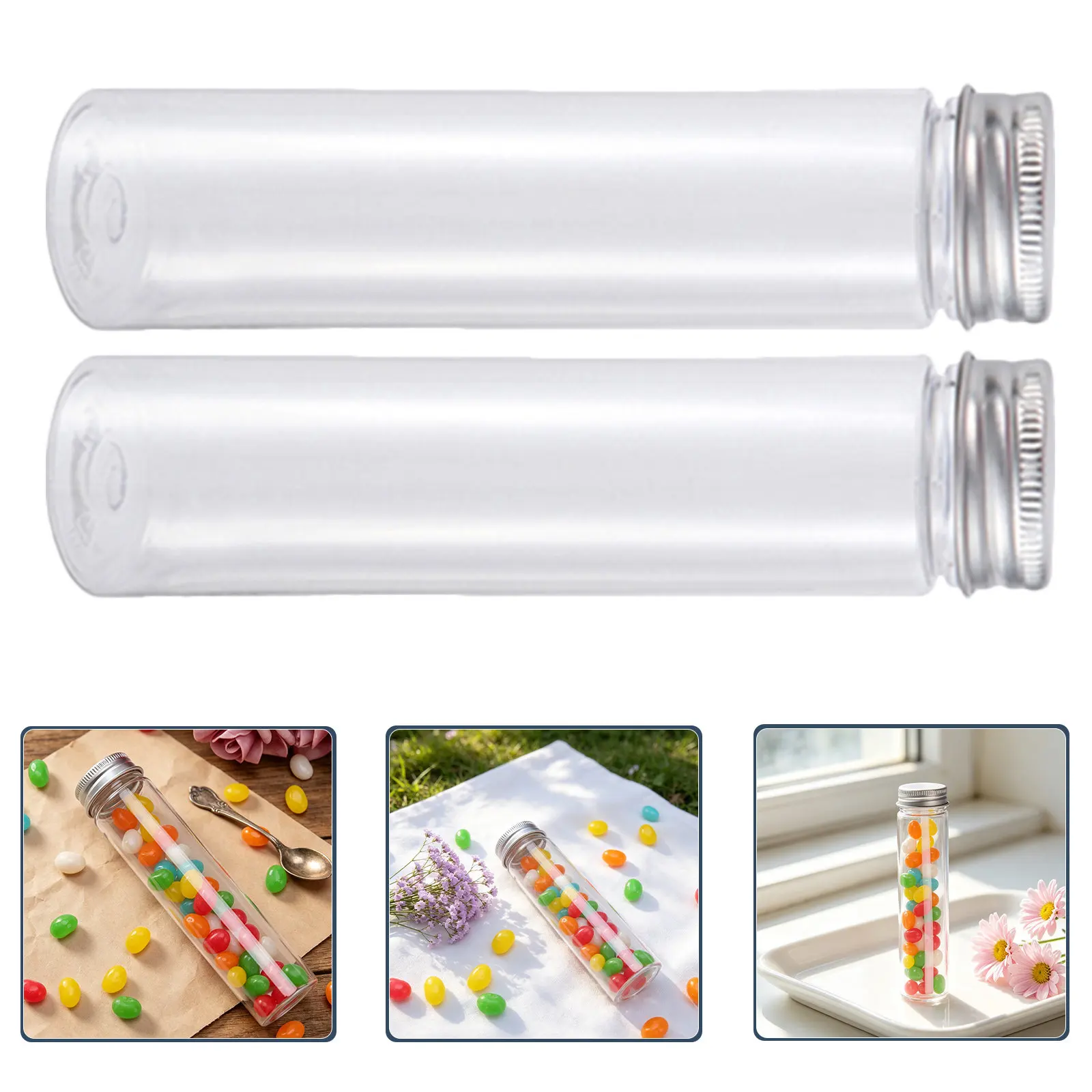 36Pcs Clear Plastic Test Tubes with Screw Caps Flat Holder Tubes for Bath Salt Sampling Display Bath Salt Tube