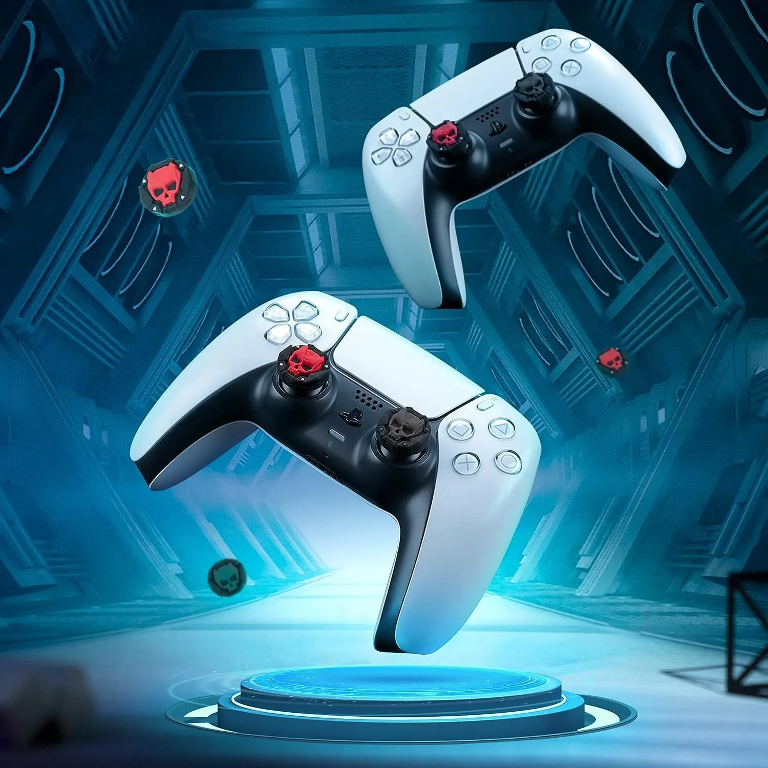 Geekshare Halloween Skull Joycon Thumb Grip Caps Silicone Joystick Cover for Nintendo Switch/Switch OLED Lite PS4 PS5 Steam Deck