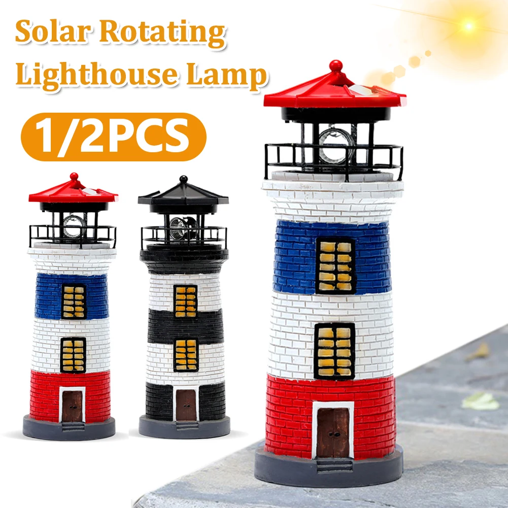 

Creative Lighthouse Shape Solar LED Light Practical Durable Multi-functional Classic Garden Fence Yard Outdoor Decor Beacon Lamp