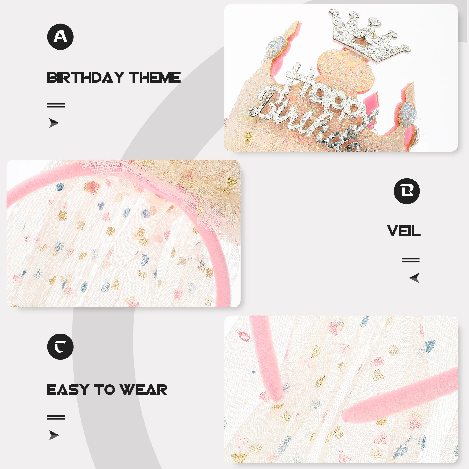 

Crown Headband Delicate Veil Cute Headbands for Girls Scarf Hair Accessories Fabric Headdress