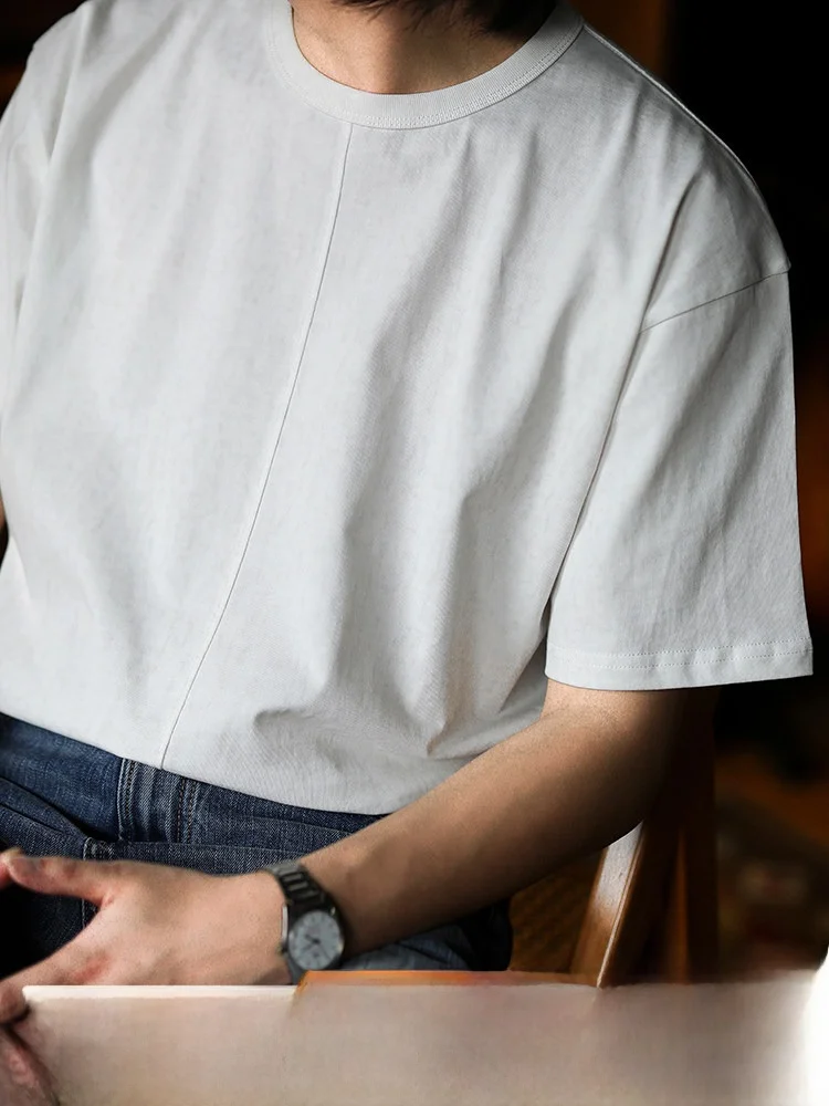 

Футболка MBBCAR из структурированного хлопка с эффектом выцветания, с круглым вырезом, дышащая, повседневная, для молодежи