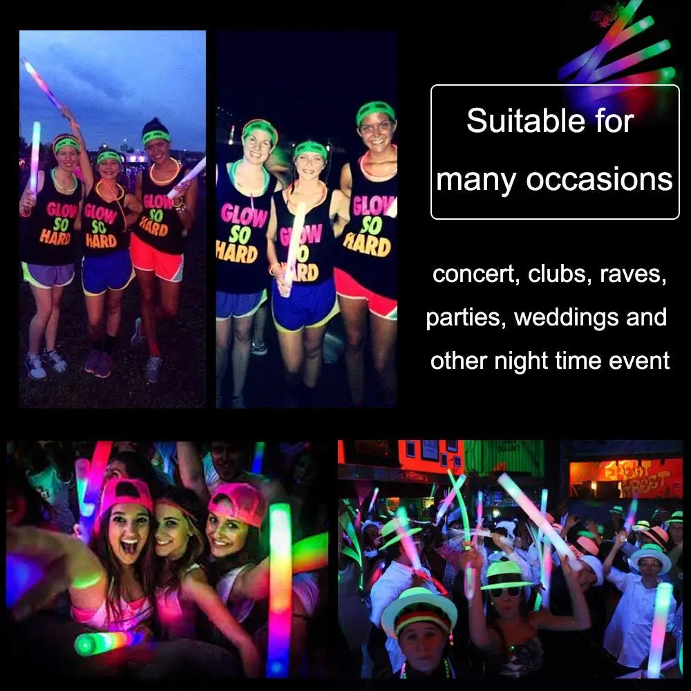 

5 шт. светодиодные светящиеся палочки, разноцветные мигающие огни, 3 режима, портативный, легкий для Рождества, Нового года, школьных средств на открытом воздухе