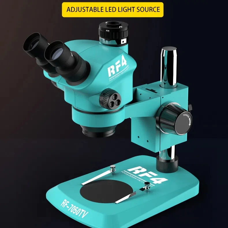 RF4 microscopio trinoculare HD 7-50X Zoom continuo 2K 10.1 pollici riparazione PCB elettronica RF7050TV/RF7050TVP