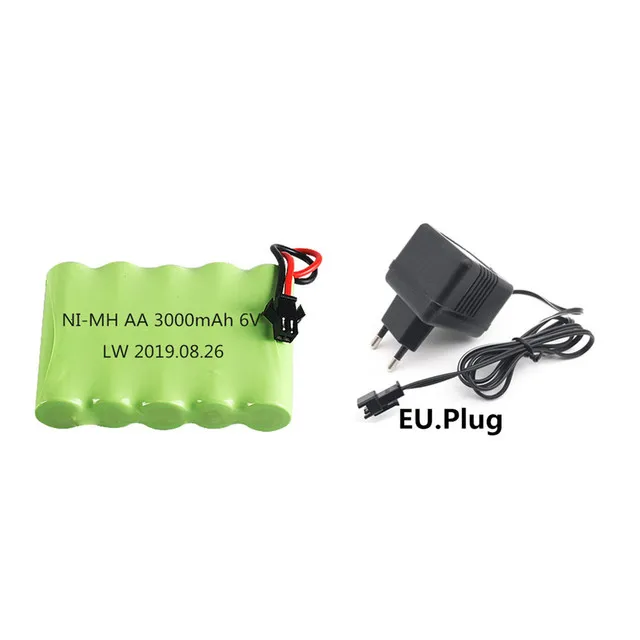 Batterie 6V, 3000mAh, AA NIlaissée avec câble de chargeur, pour voiture RC, bateau, réservoir, robot, camion, odorélectrique, installation de sécurité