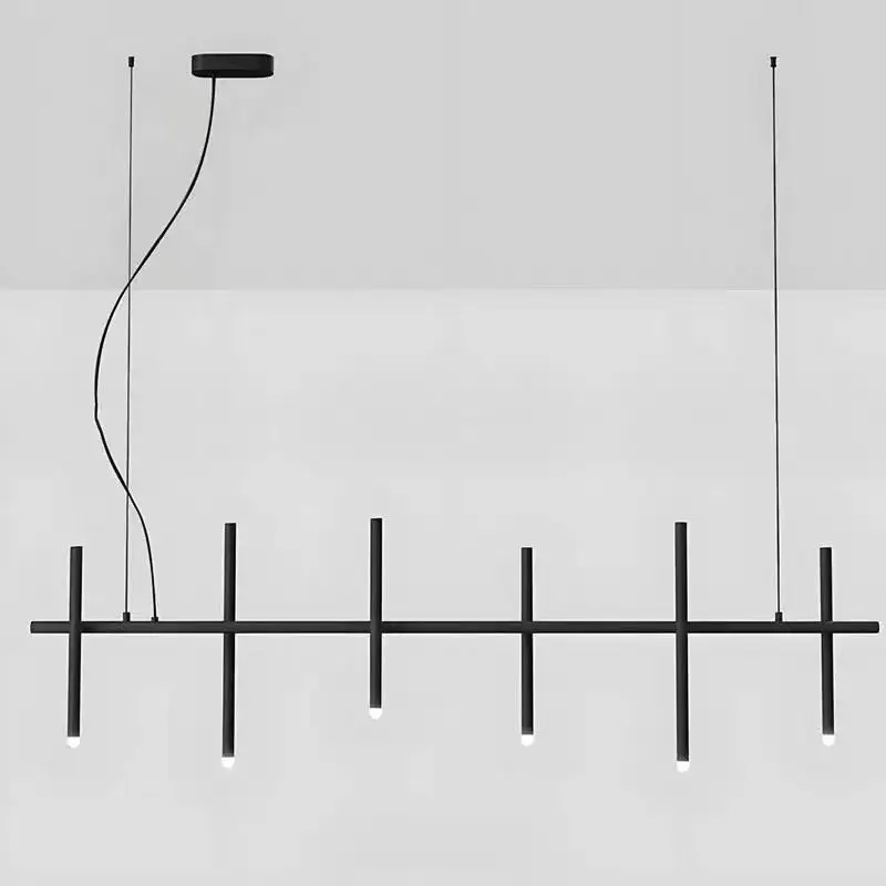 

2025 Minimalist Style Creative Personalized Chandeliers, Black Long Bar Design, Dining Room Island Table,led Lighting,decoration