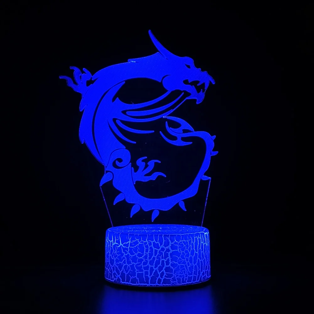 16 Colors Changing MSI Dragon Logo 3D Night Light Lamp Desk Setup Decor table Icon Logo Sensor Light Kids Child Birthday Gift