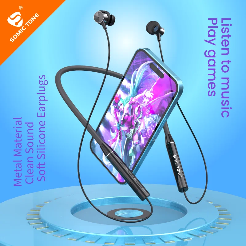 

SOMIC TONE Neckband Bluetooth Headphones Long Endurance Wireless Sports Earphone Bass Stereo Headset CD Grain Magnetic Earbuds