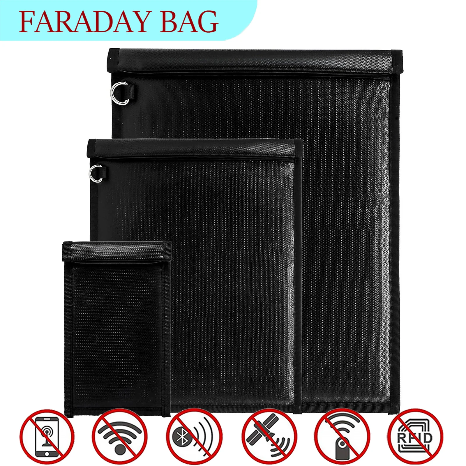 Fire-retardant Faraday Bag Shield RFID Cell Phone Signal Blocking Anti-tracking GPS Location EMF Protection Info Security Cover