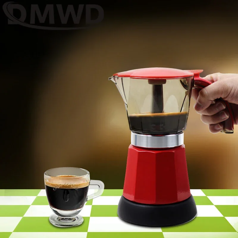 Elektryczny dzbanek do moka włoski ekspres do kawy Espresso Latte około 300ml ekspres do kawy garnek perkolator narzędzia do kawy 200V wtyczka EU