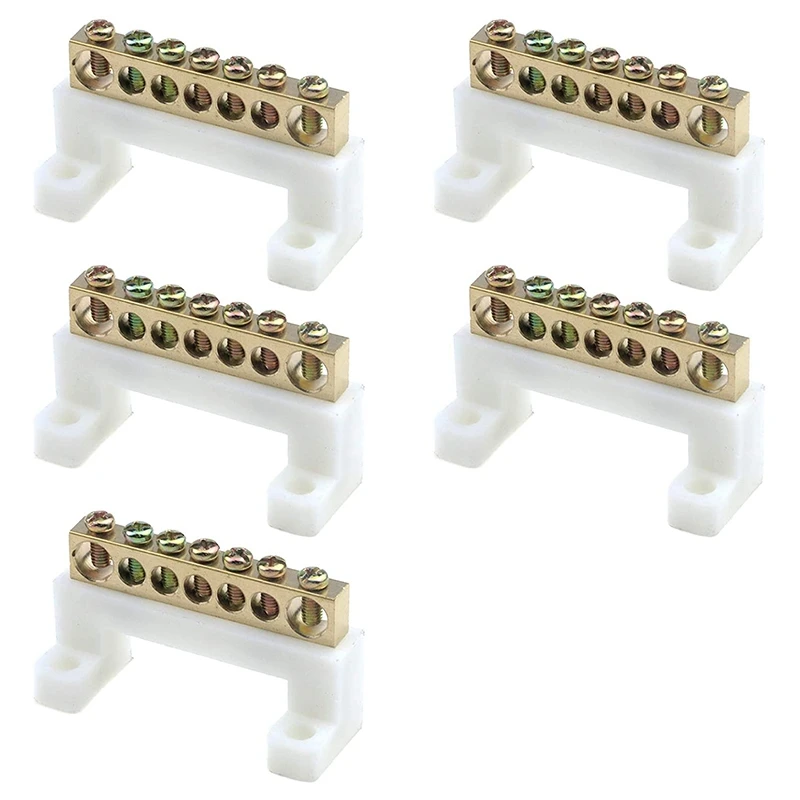 

Terminal Ground Bar Kit Terminal Barrier Strip Block 7 Positions Brass Terminal Bus Bar Pack Of 5