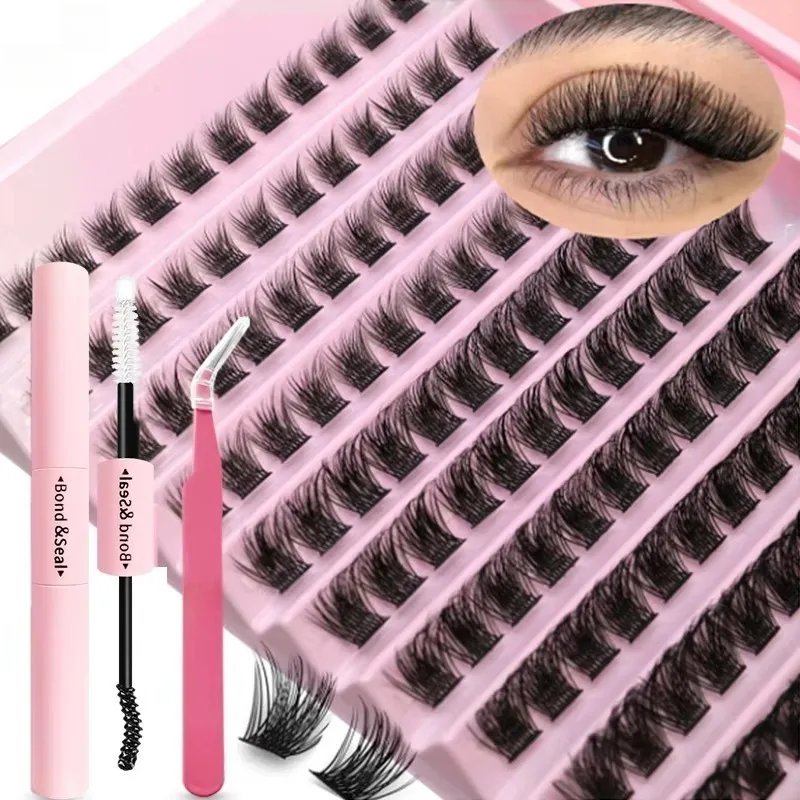 120Pcs Natural Eyelash Cluster Set, D Curl 8–16mm Mixed Length, Soft Band & Lightweight, Reusable False Eyelashes Cat Eye Effect