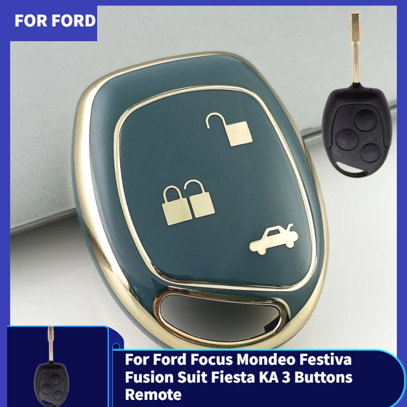 New TPU Car Key FOB Case Cover for Ford Focus Mondeo Festiva Fusion Suit Fiesta KA 3 Buttons Remote Key Case Protector Keychain