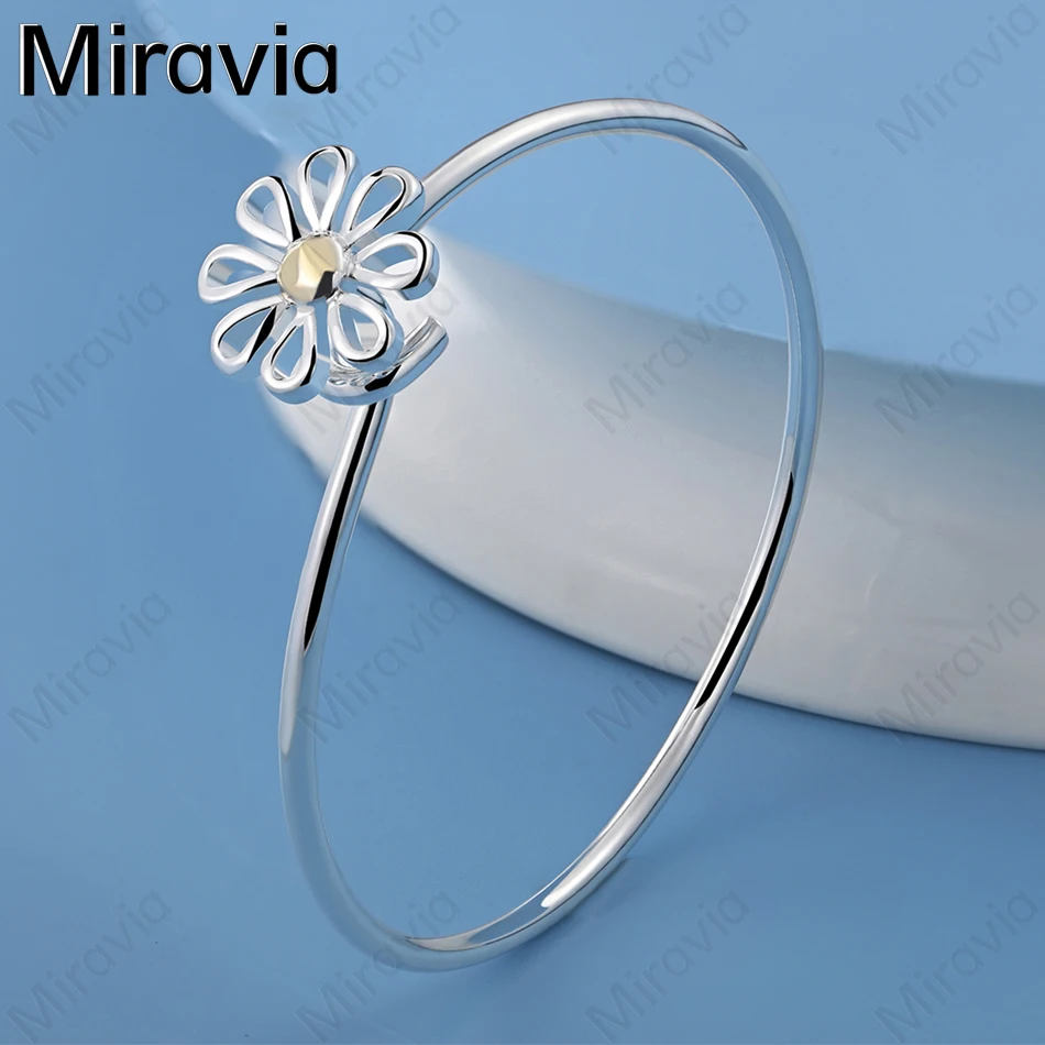 

Miravia 925 Sterling Silver Chrysanthemum Open Bracelet Woman Charm Fashion Engagement Jewelry