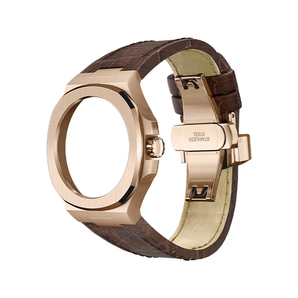 Custodia Premium in acciaio inossidabile 316L + cinturino in pelle AP Mod Kit per Huawei Watch GT Cyber