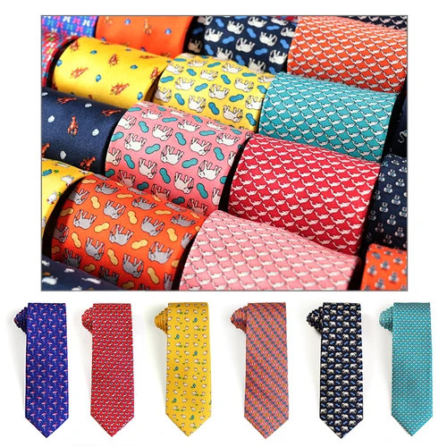 Imagen 1 del producto Corbatas de seda 100% Tailor Smith para hombre, corbata hecha a mano con patrón de animales, corbata de regalo de cumpleaños para el Día del Padre
