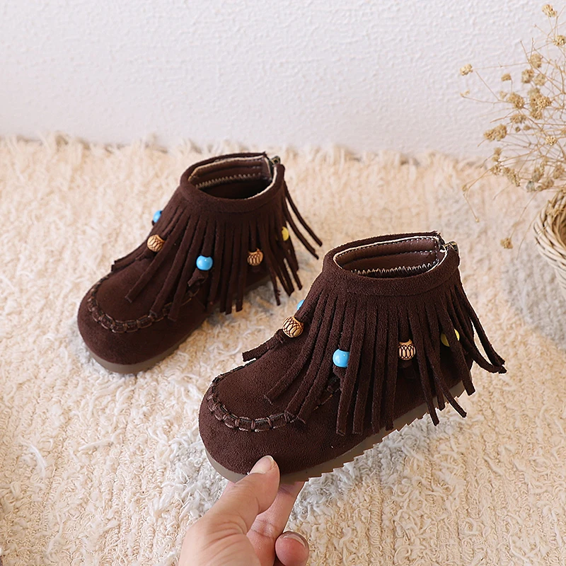 2025 جديد الخريف الفتيات أحذية الموضة نمط جديد أحذية الأميرة مع شرابات عالية أعلى حذاء من الجلد للطفل الصغار ЖеСы БТНК #6