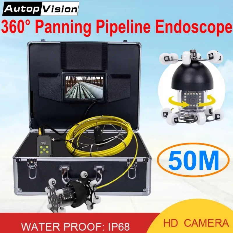 

WP70D 50m Cable Sewer Drain Pipe Inspection Camera System with DVR 360 Degree Rotation Waterproof Industrial Pipeline Endoscope