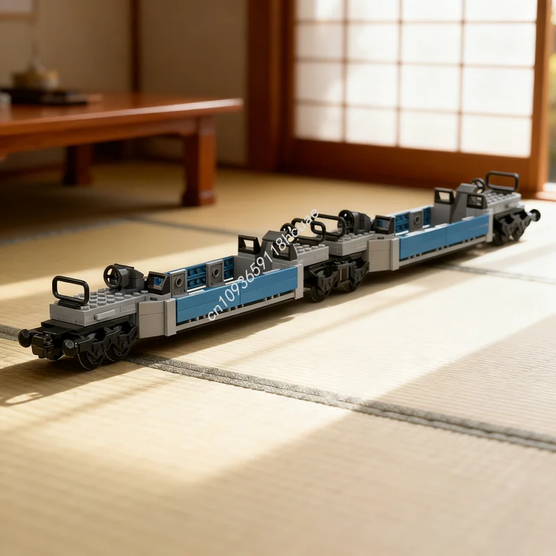 

232 детали MOC: Модель поезда с двойным контейнерным вагоном, конструктор, развивающая игрушка, идея для креативного рождественского подарка, обучающий конструктор