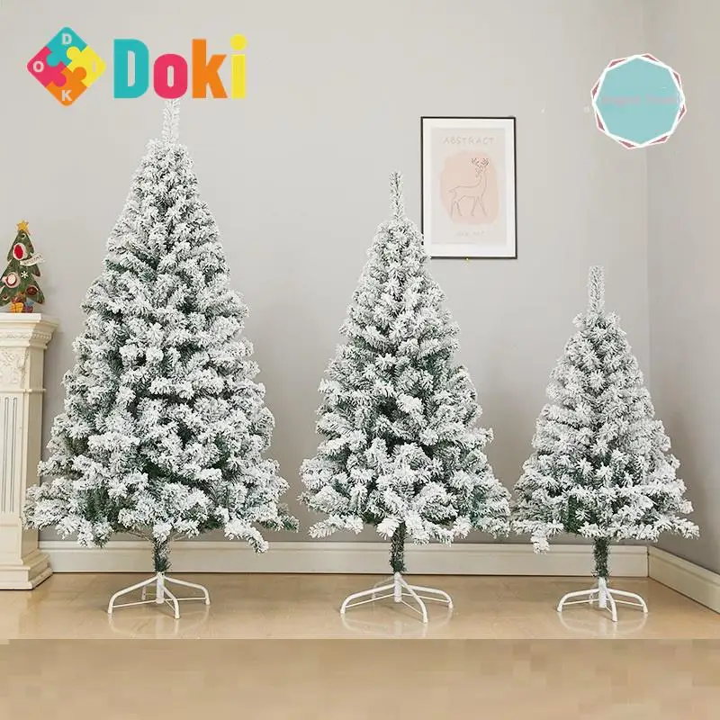 

Doki Toy Christmas White Flocking Christmas Tree PVC Simulation Snow Fall Christmas Tree Making Cedar Shop Window Decoration