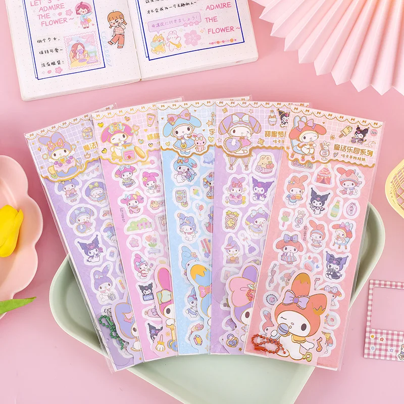 30 pack/lot Sanrio Kawaii Kuromi Melody Stickers Cute Scrapbooking DIY Diary Decorative Sticker Album Stick Label