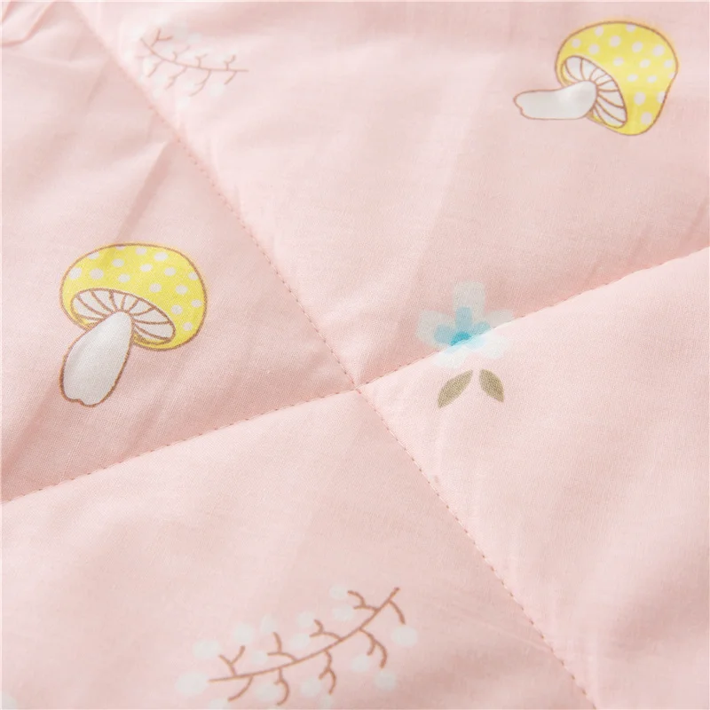 Cartoon Mushroom Comforter for Girl Teen Room Decor, Botanical Floral Quilt,1 Piece Soft Comfortable Air-Conditioning Thin Duvet