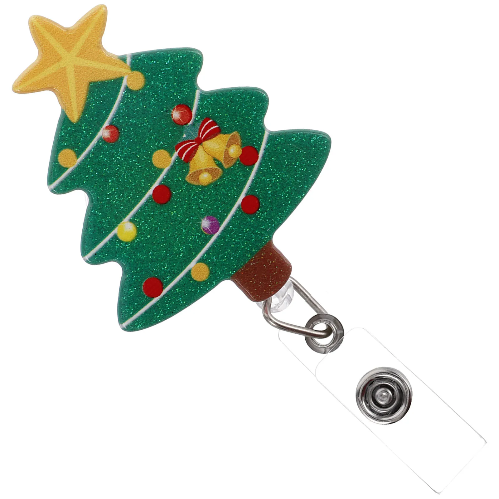 

Christmas Badge Reel Holder Retractable Pediatric Winter Holiday Flat Clip Secure ID Card Adjustable Length Glasses Frame Car