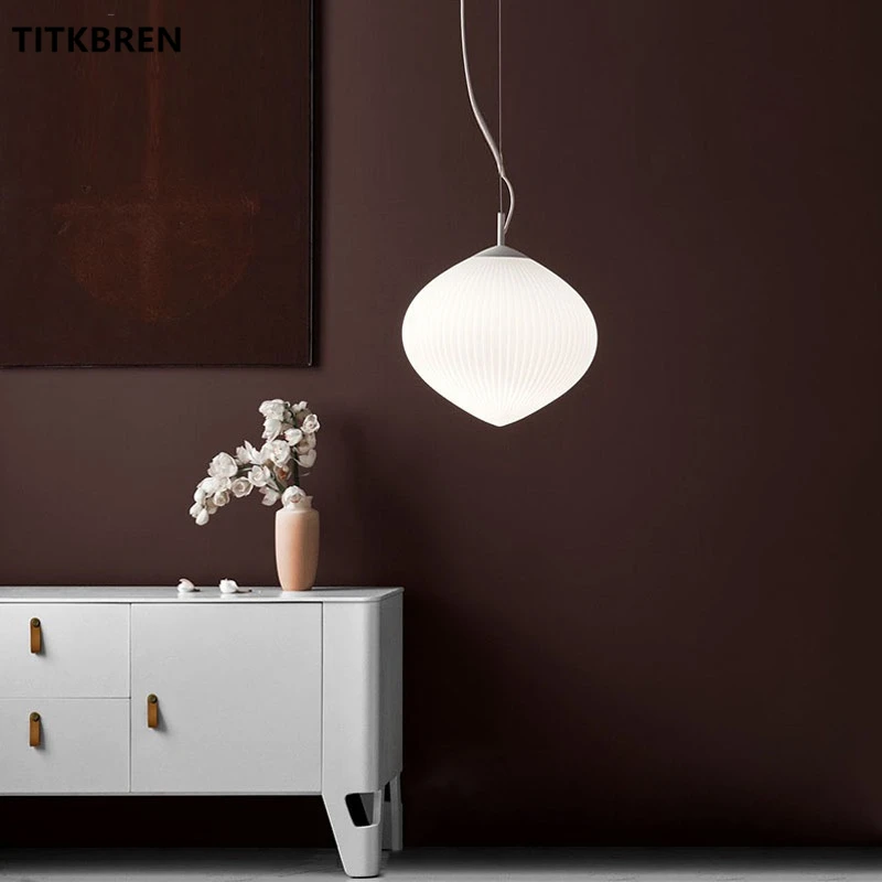Modern Simplicity Milk White Glass Lampshade Pendant Lamp Lily of the Valley Hanging Lighting Bedroom Coffee Restaurant Fixture