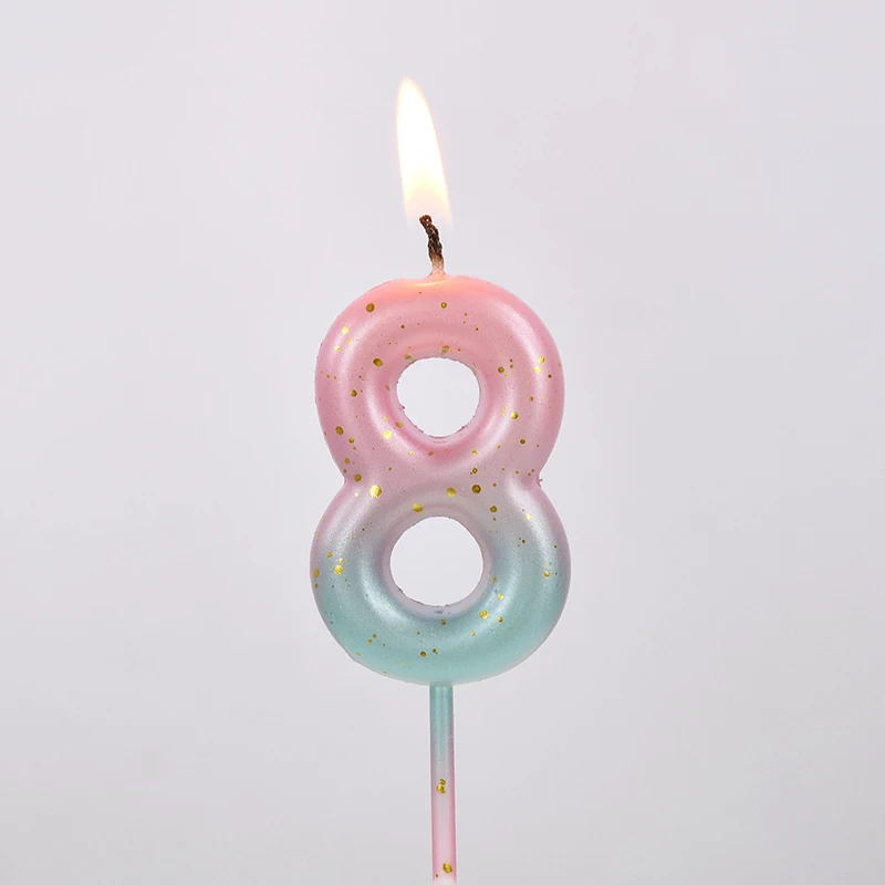 Happy Birthday Cake Decorated Interstellar Digital Colorful Candle Children\'s Delicate Candy Color 0-9 Number Candle Party Decor