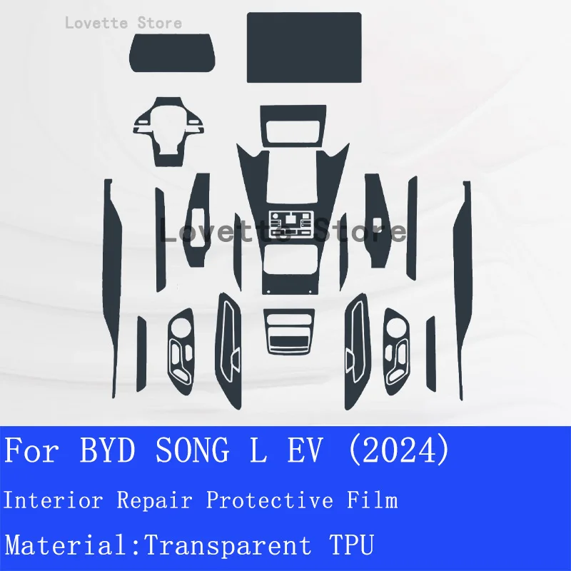 For BYDSONG L EV 2024 Car Interior Center Console Transparent TPU Protective  Anti-scratch Repair Film  Refit