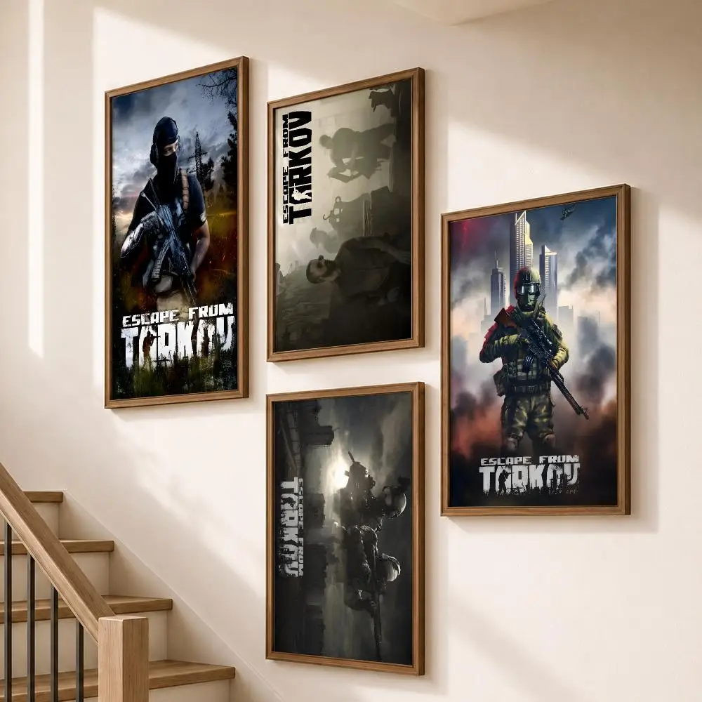 Game FPS Extraction Escape From Tarkov Poster HD Self Adhesive Wall Decor for Bedroom Dorm Room Office Gaming Room Gift
