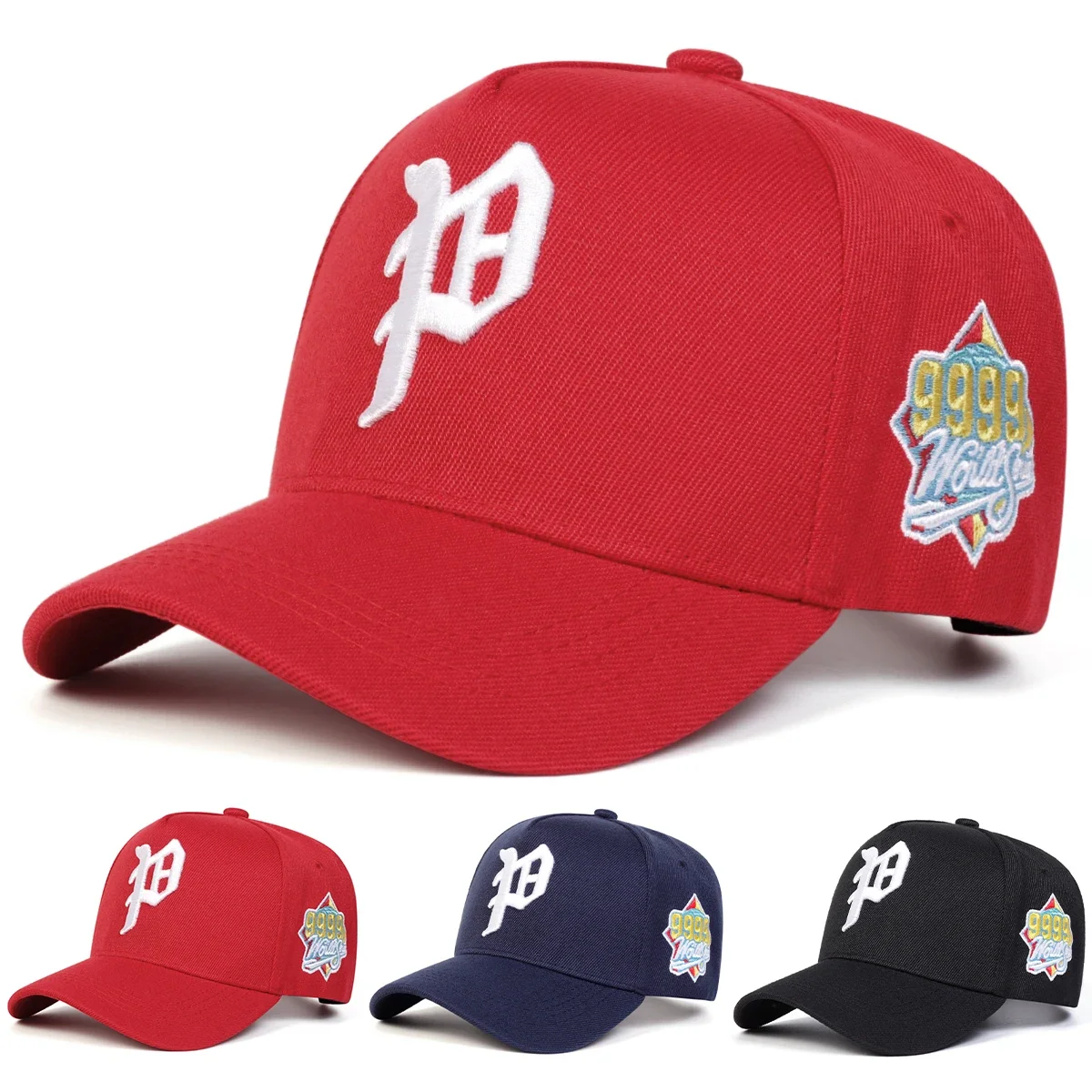 Unisex Gothic P Buchstaben-Stickerei Baseballkappen Frühling Herbst Outdoor Verstellbare Freizeithüte Sonnenschutzhut Sportkappe