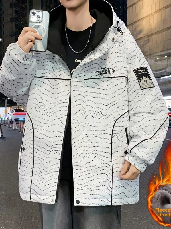 

Хлопковая куртка Thiened Fce с капюшоном для мальчиков-подростков, повседневная теплая модная весна 2026, длинная застежка-молния