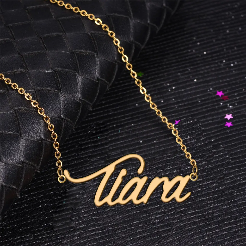 

Personalized Tiara Name Necklace for Women Nameplate Stainless Steel Gold-plated Jewelry Birthday Anniversary Gift