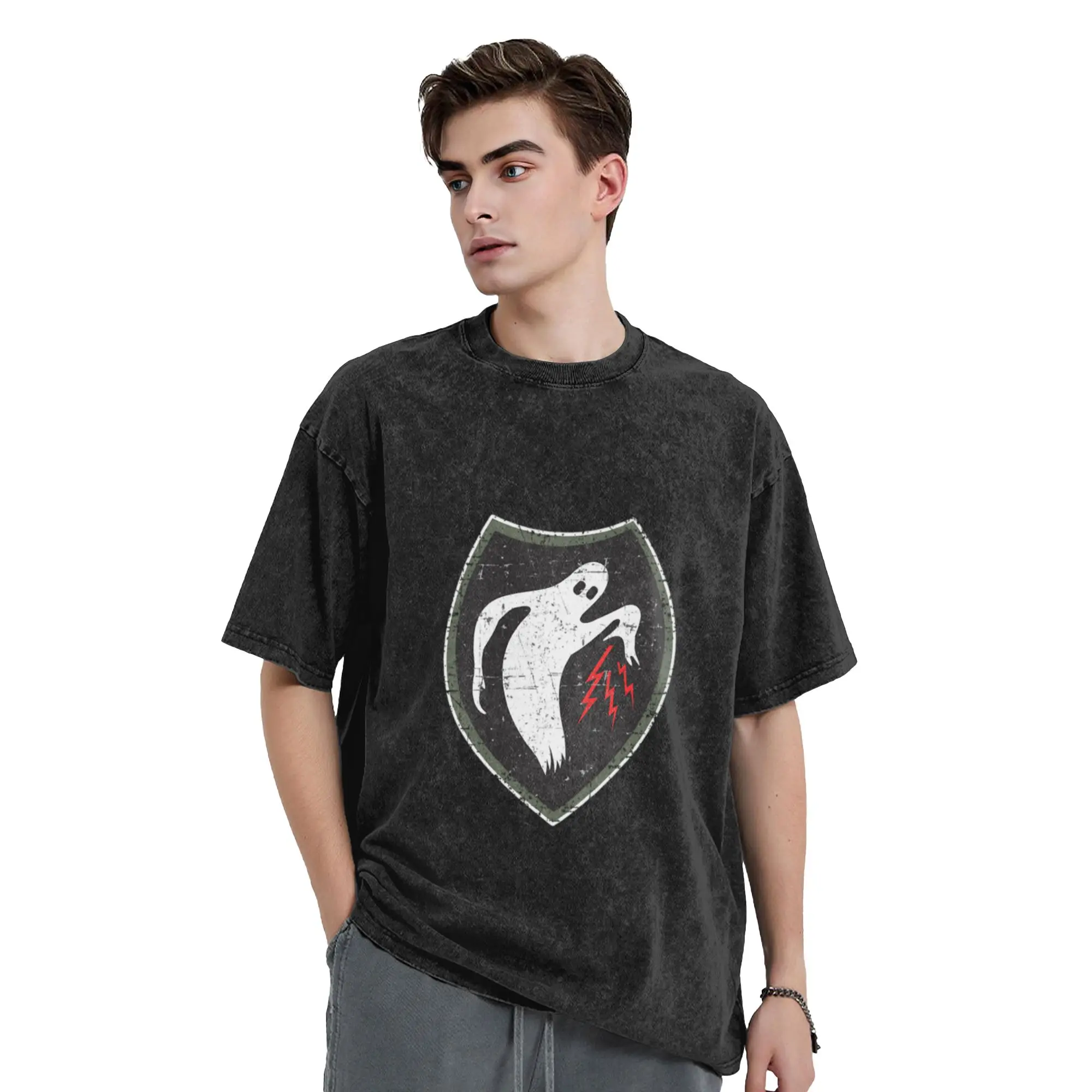 US Army - Patton s Ghost Army insignia - WB - Grunge Style Classic Comfort A Vintage Oversized Cotton Unisex T-Shirts