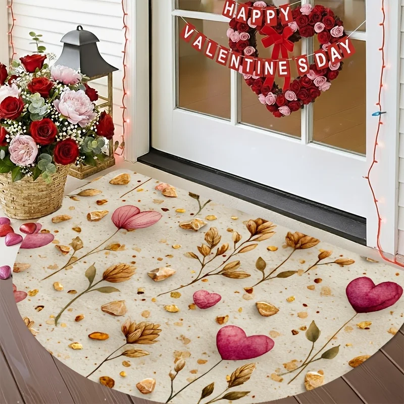 Rainbow Concentric Circle Abstract Round Doormat Entry Trendy Rug Anti Slip Floor Mat For Colorful Creative Household Entry Deco