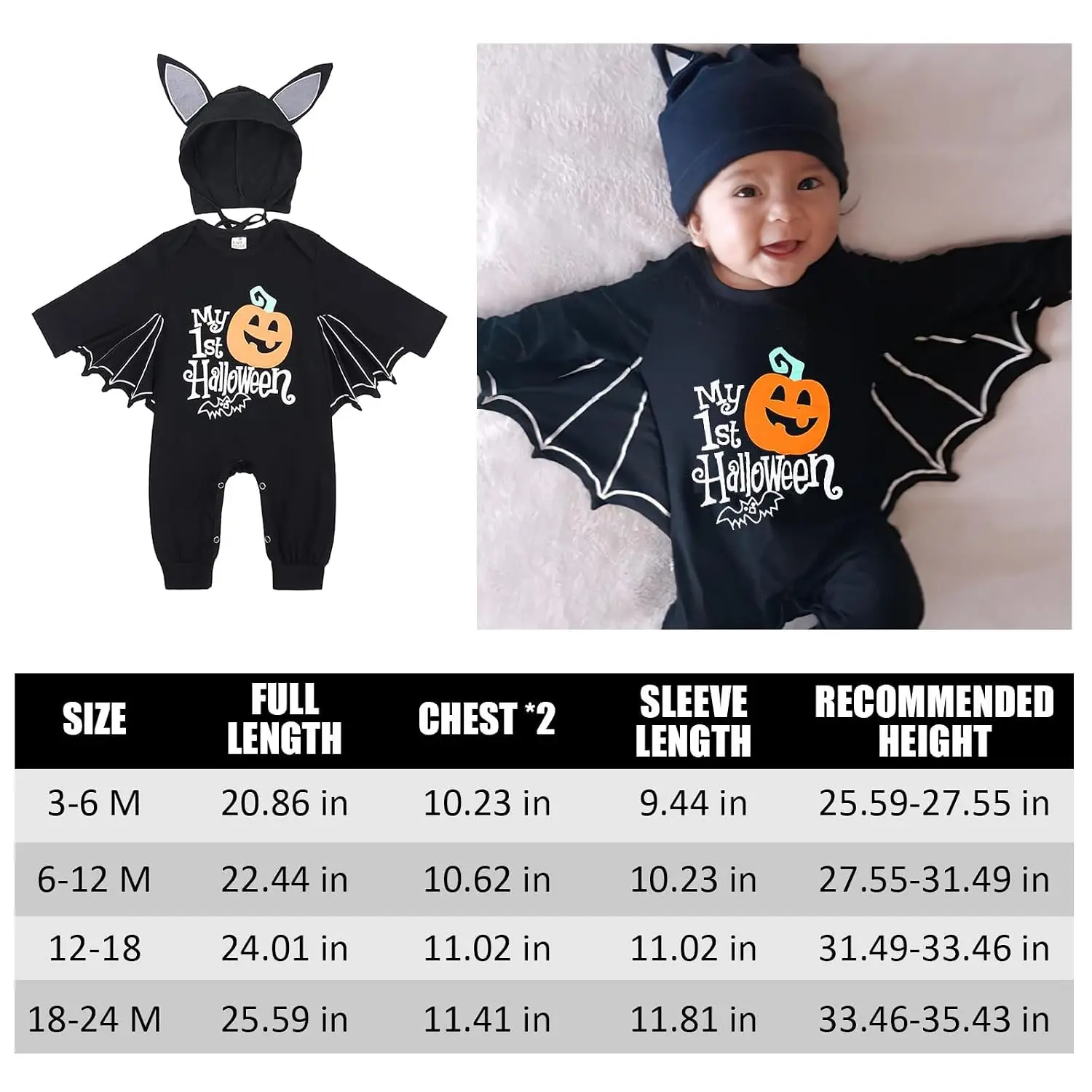 Infant Halloween Costume Boy Romper Super Cute Baby Halloween Costume Outfit With Bat Wing