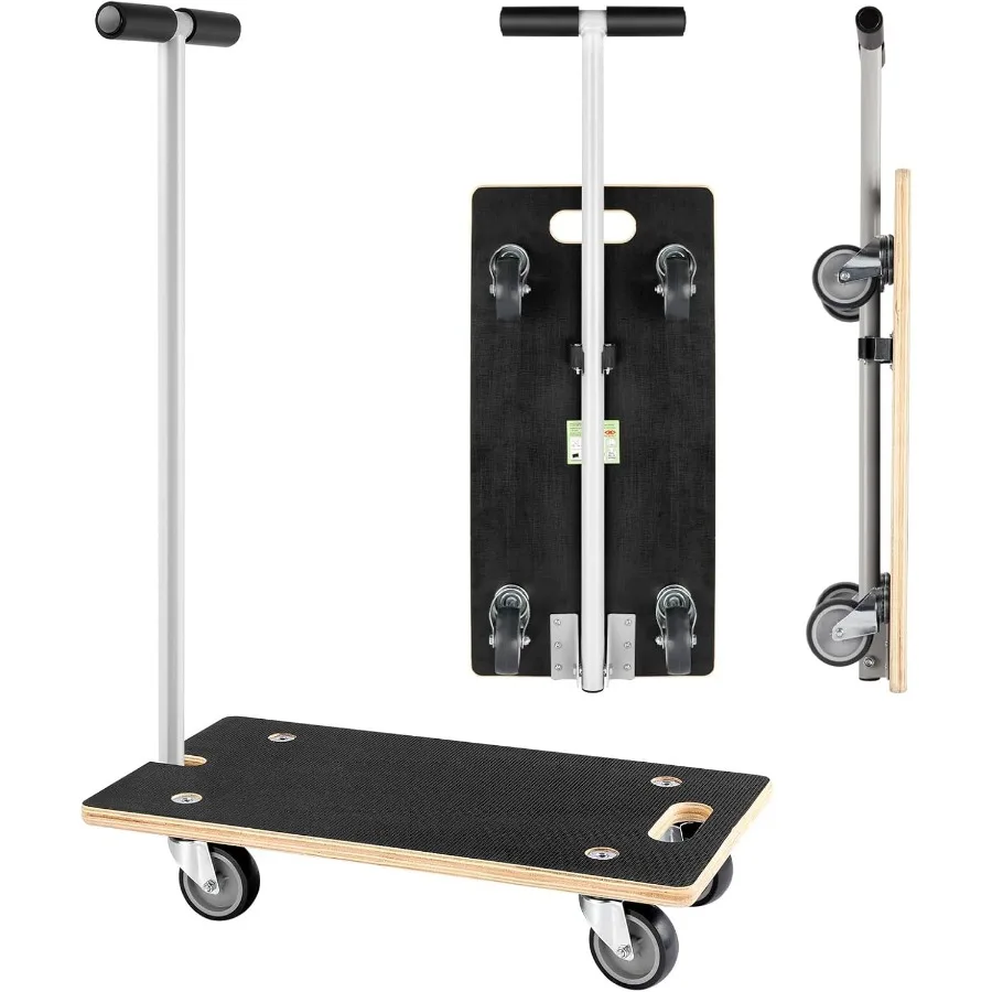 

Rectangle Wood Platform Dolly with Handle 441-Lb Load Heavy Duty Wood Furniture Dolly Plant Dolly Transport Roller Multifunctio