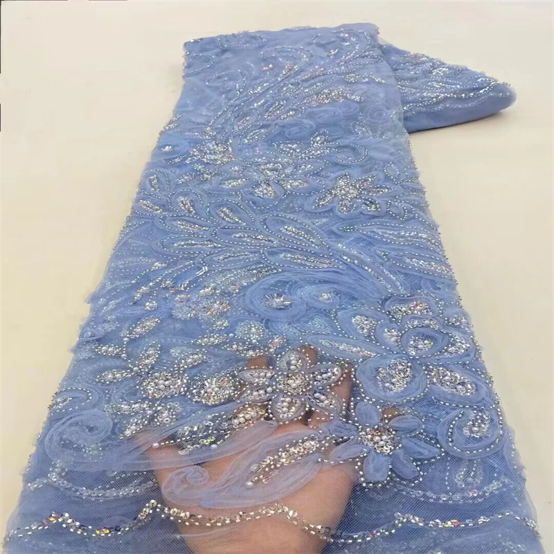 Paillettes di pizzo chiffon francese con perline, bellissimo tessuto di piume, abito da festa africano, alta qualità, 2019